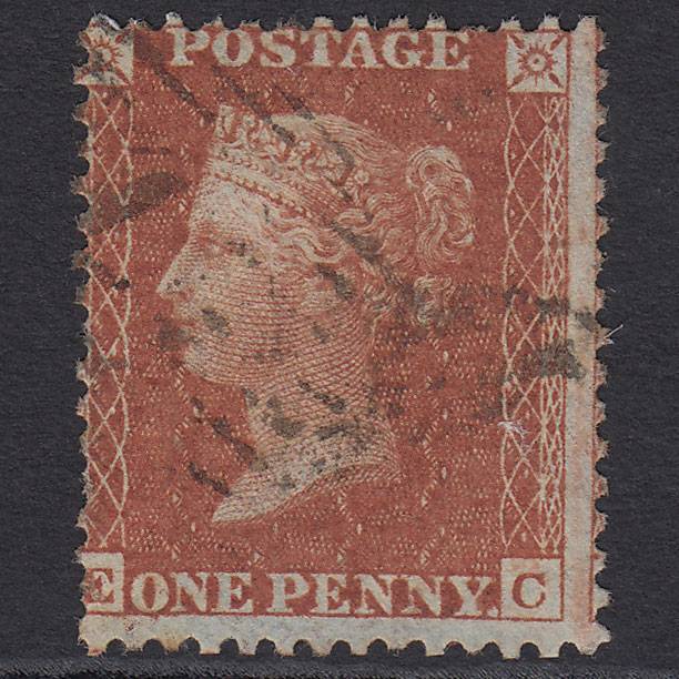 GB QV 1855 1d Red-brown (Plate 8) SG24-C3(1) EC GU London IS Cancel Misperf