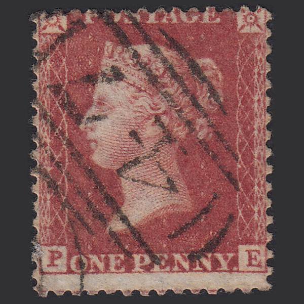 GB QV 1857 1d Rose-red (Plate 47) SG40-C10(1) PE GU Bangor 47