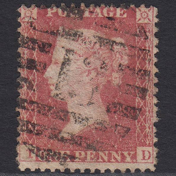 GB QV 1857 1d Rose-red (Plate 43) SG40-C10(1) TD FU London IS 13