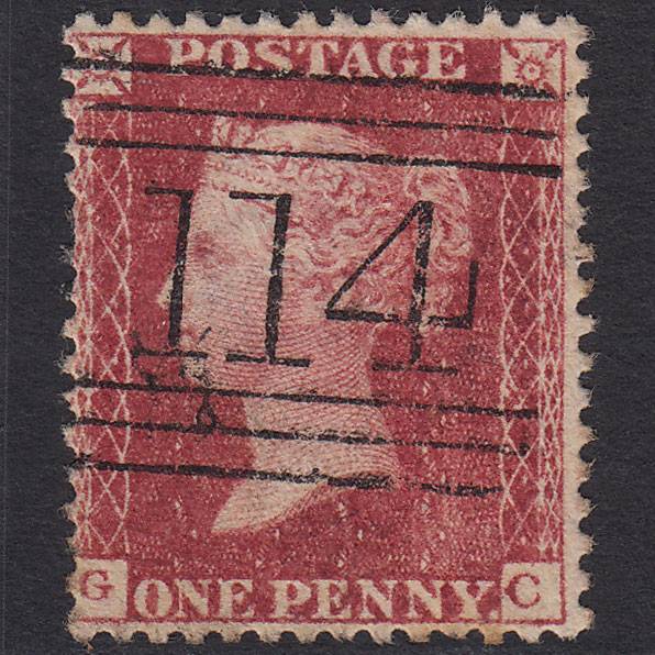GB QV 1861 1d Rose-red Plate R16 SGC13(3) GC FU Dundee 114
