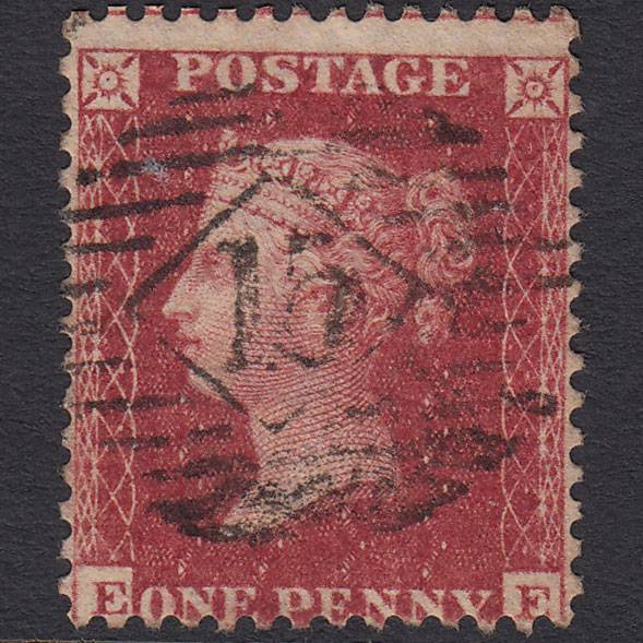 GB QV 1857 1d Rose-red (Plate 56) SG40-C10(1) EE FU London IS 15 Misperf