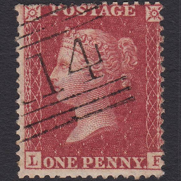 GB QV 1857 1d Deep Rose-red (Plate 47) SG41-C10(4) LF GU Dundee 114