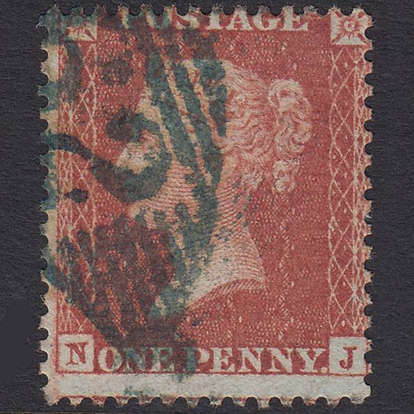 GB QV 1855 1d Red-brown (Plate 11) SGC6(1) NJ FU Blue Belfast 62 Misperf