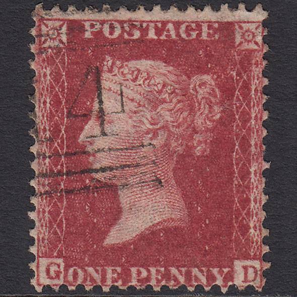 GB QV 1857 1d Deep Rose-red (Plate 60) SG41-C10(4) GD FU Dundee 114