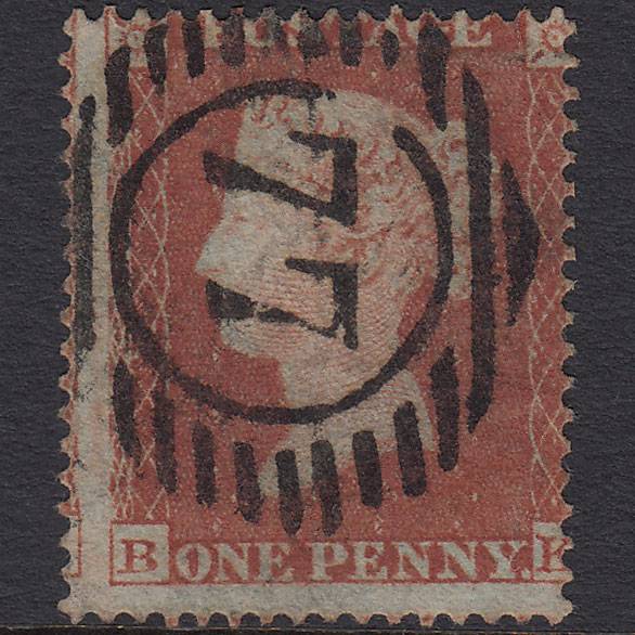 GB QV 1854 1d Red-brown (Plate 172) SG17-C1(1) BK FU London D&S 77 Misperf