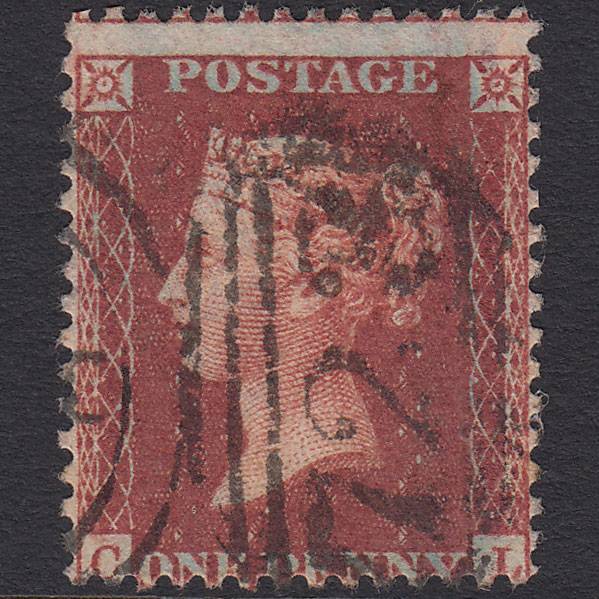 GB QV 1856 1d Red-brown (Plate 38) SG29-C8(1) CL FU Southampton 723 Misperf