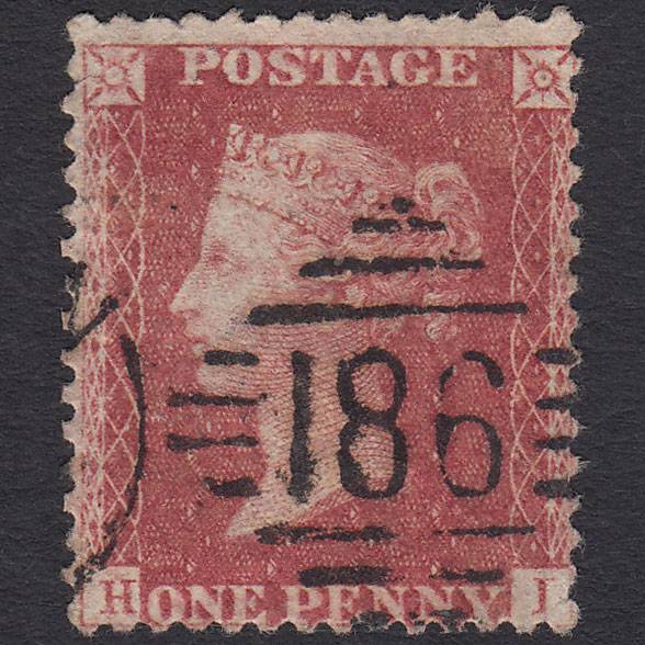 GB QV 1857 1d Rose-red (Plate 65) SG40-C10(1) HI GU Dublin 186 Micro Tears