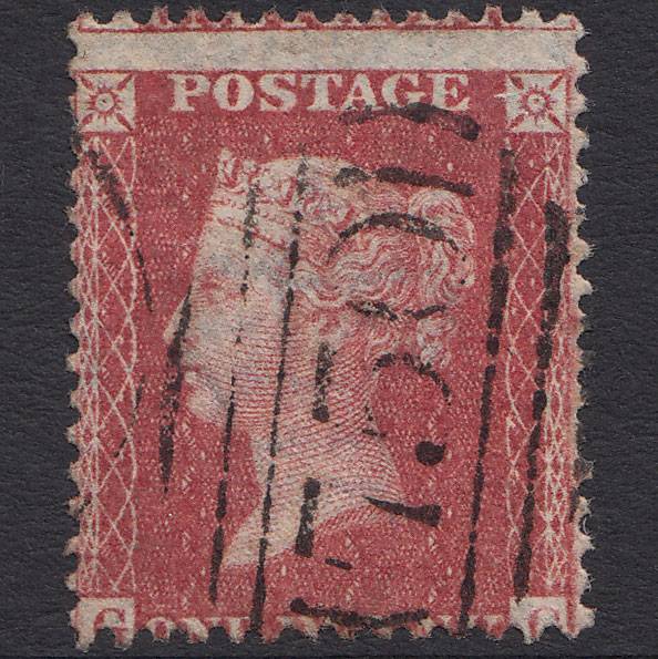 GB QV 1857 1d Rose-red (Plate 27) SG40-C10(1) GG FU Stourbridge 750 Misperf