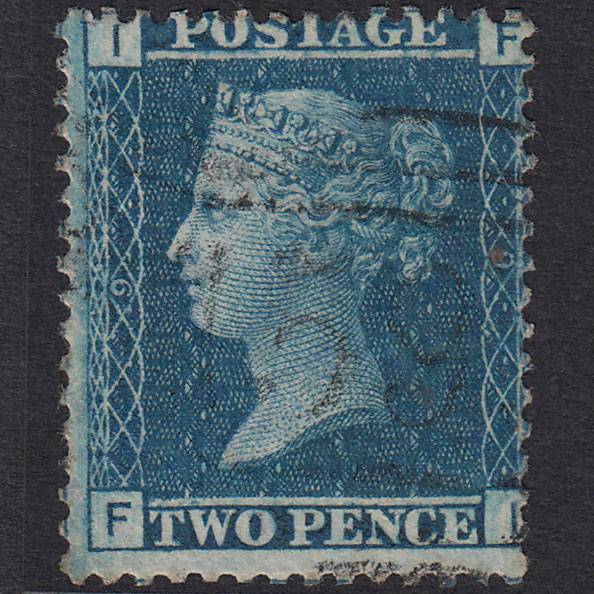 GB QV 1858 2d Blue (Plate 9) SG45-G2 FI FU Oswestry 595 Spoon Misperf