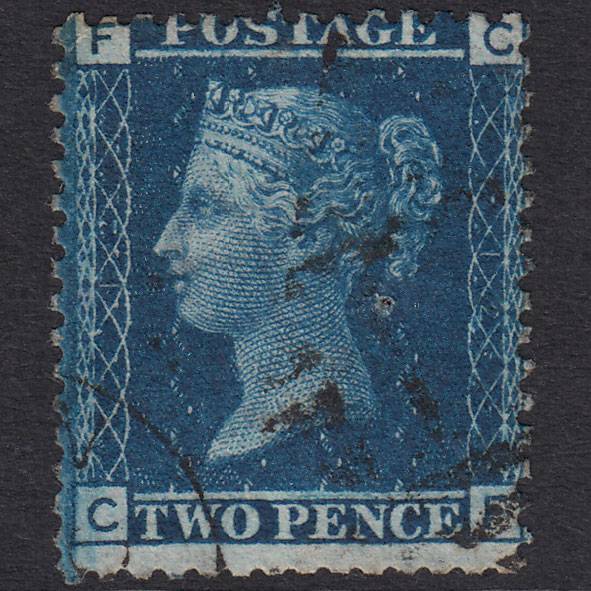 GB QV 1858 2d Blue (Plate 12) SG45-G2 CF PU Ireland Pinhole