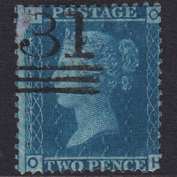 GB QV 1858 2d Blue (Plate 9) SG45-G2 OH GU Edinburgh 131 Reperfed