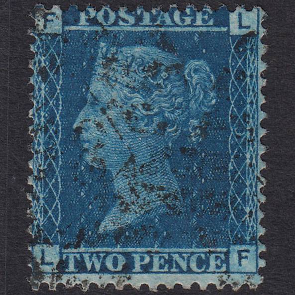 GB QV 1858 2d Blue (Plate 9) SG45-G2 LF FU London IS Cancel