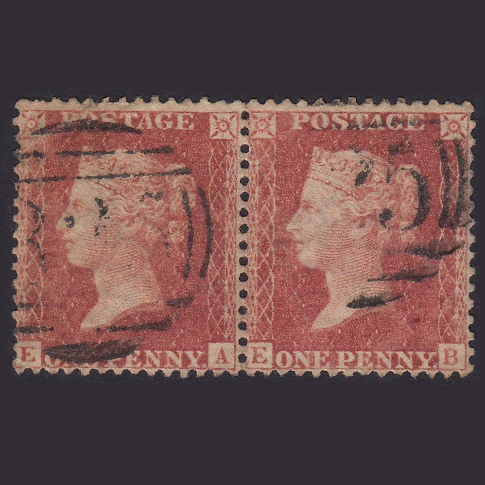 GB QV 1863 1d Rose-Red Plate 50 SG42-C12(1) GU Pair