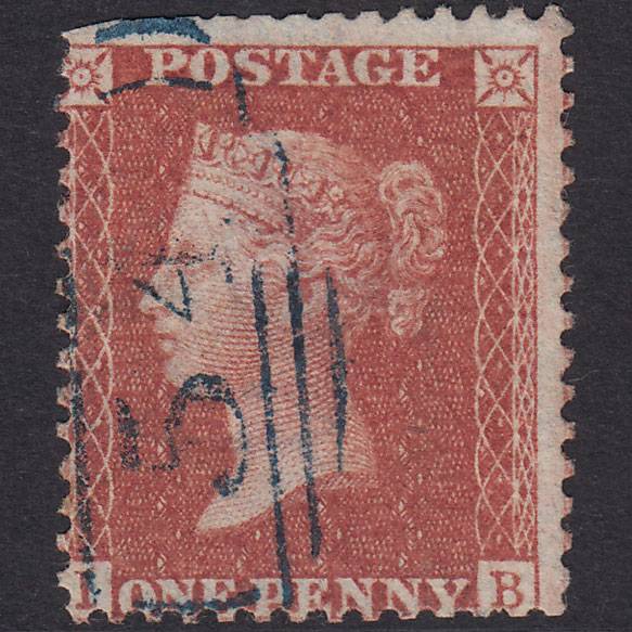 GB QV 1856 1d Red-Brown Plate 45 SG29-C8(1) IB GU Blue Battle 54