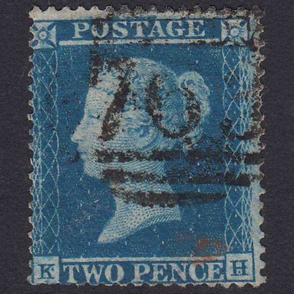 GB QV 1854 2d Pale Blue Plate 4 SG20-F1(2) KH GU Swansea 763