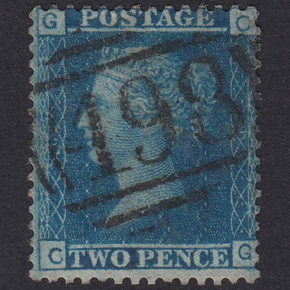 GB QV 1858 2d Blue Plate 9 SG45-G2 CG GU Manchester 498