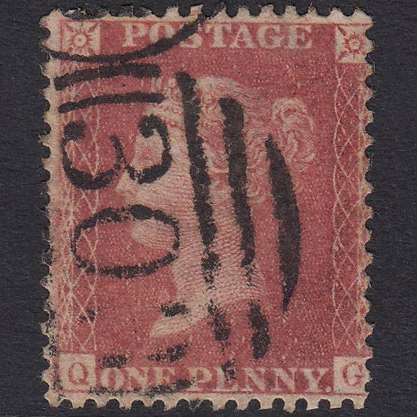 GB QV 1857 1d Rose-Red Plate 67 SG40-C10(1) QG FU Folkestone 303