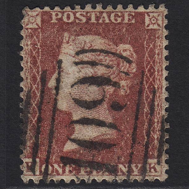 GB QV 1857 1d Deep Rose-red SG41-C10(4) FK FU Jersey 409