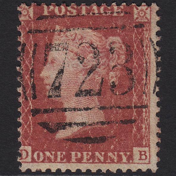 GB QV 1857 1d Rose-red (Plate 55) SG40-C10(1) DB VFU Southampton 723