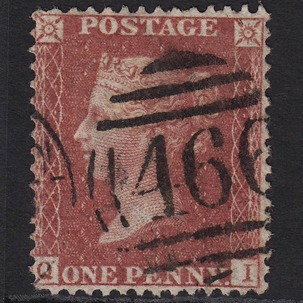 GB QV 1857 1d Rose-red (Plate 55) SG40-C10(1) QI FU Liverpool 466