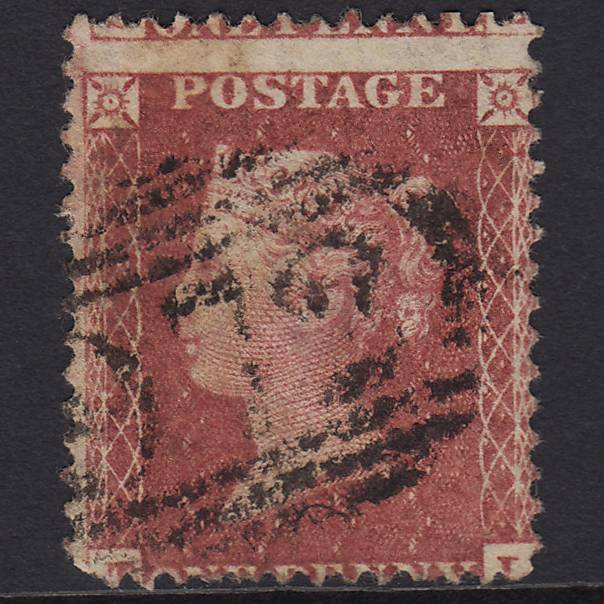 GB QV 1857 1d Rose-red (Plate 34) SG40-C10(1) TL GU Flint 972 Misperf