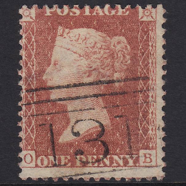 GB QV 1857 1d Rose-red (Plate 46) SG40-C10(1) OB GU Edinburgh 131 Misperf