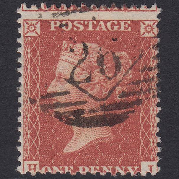GB QV 1856 1d Red-brown (Plate 27) SG29-C8(1) HJ FU London IS 26 Misperf