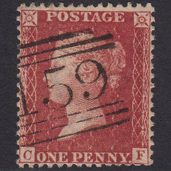 GB QV 1857 1d Deep Rose-red (Plate 59) SG41-C10(4) CF FU Glasgow 159