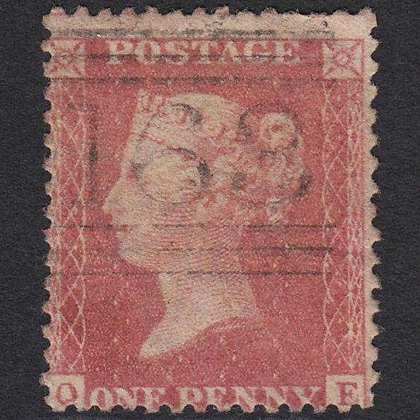 GB QV 1857 1d Pale Rose (Plate 27) SG39-C10(3) QE FU Greenock 163