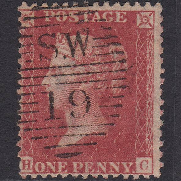GB QV 1857 1d Rose-red (Plate 47) SG40-C10(1) HC FU London D&S SW19 Misperf