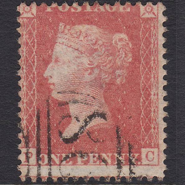 GB QV 1857 1d Pale Rose Transitional (Plate 44) SGC9A(1) PC VFU