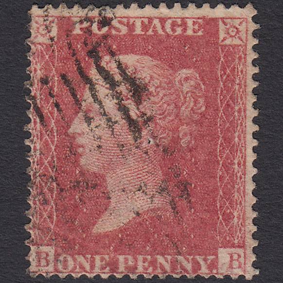 GB QV 1857 1d Rose-red (Plate 49) SG36-C11 BB GU Scotland Pinhole