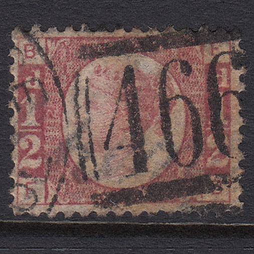 GB QV 1870 1/2d Rose-red (Plate 12) SG48-G4 FB GU Liverpool 466