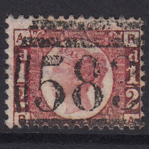 GB QV 1870 1/2d (Plate 3) SG48-G4 Wmk Inv RA FU Nottingham 583