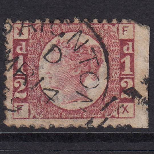 GB QV 1870 1/2d Rose-red (Plate 13) SG48-G4 FX GU Paignton CDS Marginal