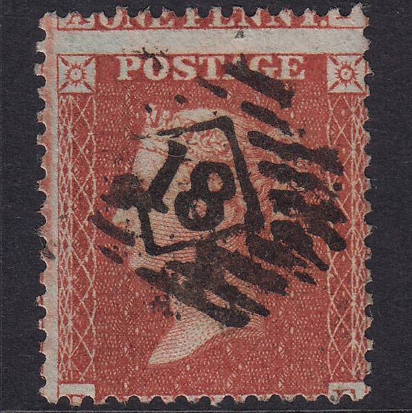 GB QV 1855 1d Red-Brown Plate 6 SG24-C3(1) BF GU London Is 18 Misperf