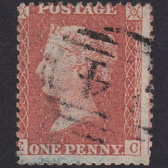 GB QV 1856 1d Red-Brown Plate 33 SG29-C8(1) EC GU Battle 54