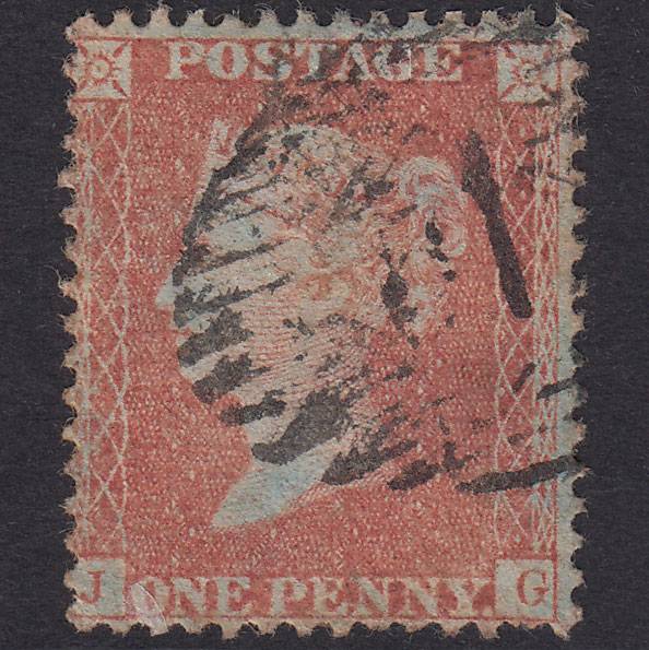 GB QV 1856 1d Red-Brown Plate 44 SG29-C8(1) JG GU London Is Cancel
