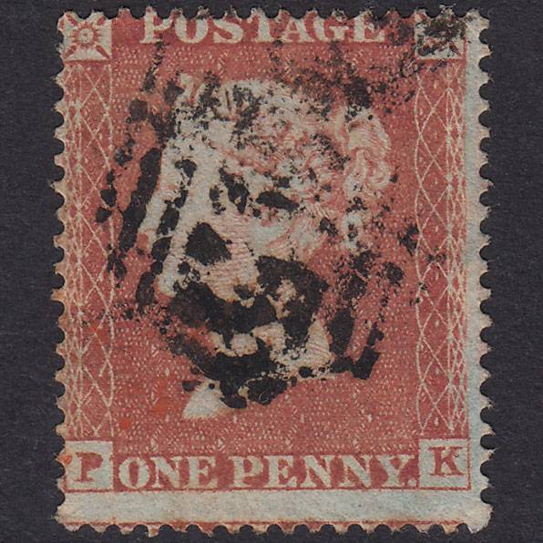 GB QV 1854 1d Red-Brown Plate 198 SG17-C1(1) PK GU