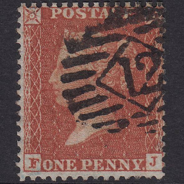 GB QV 1855 1d Red-Brown Plate 14 SGC6(1) FJ FU London Is 12