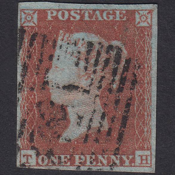 GB QV 1841 1d Red-Brown Plate 121 SG8-B1(1) TH FU 4 Margins Scotland