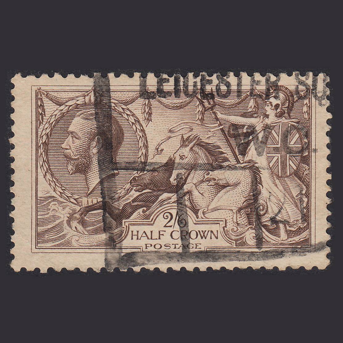 GB KG5 1918 2/6 Chocolate-Brown Seahorses SG414-N65(2) GU Leicester Square