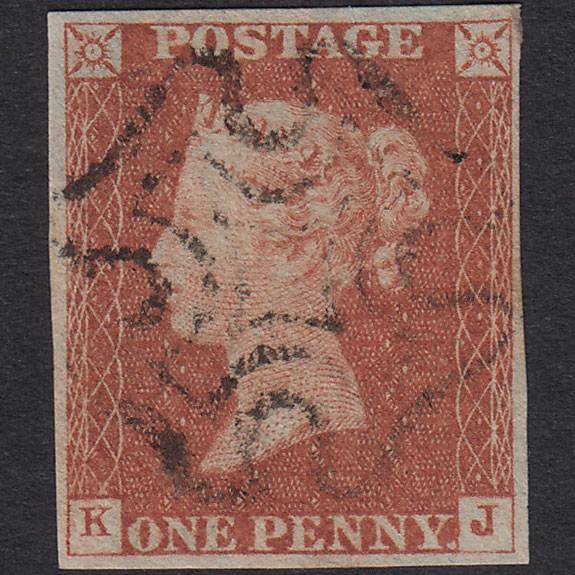 GB QV 1841 1d Red-Brown Plate 34 SG8-B1(1) KJ GU 4 Margins Maltese Cross