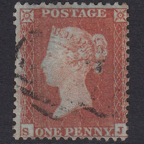 GB QV 1855 1d Red-Brown Plate R1 SG22-C2(1) SJ GU Light Cancel