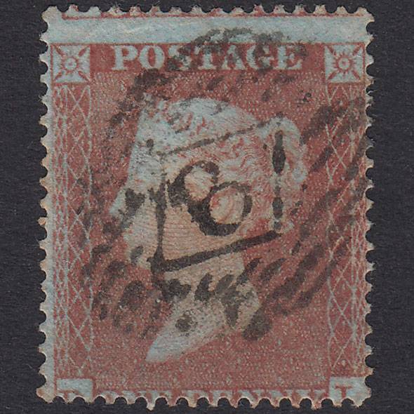 GB QV 1854 1d Plate 176 SG17-C1(1) DI GU London IS Cancel Misperf
