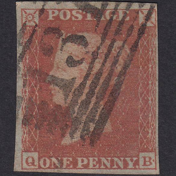 GB QV 1841 1d Plate 157 SG8-B2(1) Constant Variety QB FU 4M Edinburgh 131