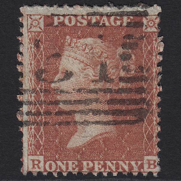 GB QV 1855 1d Red-brown (Plate 14) SG24-C3(1) RB GU in Scotland