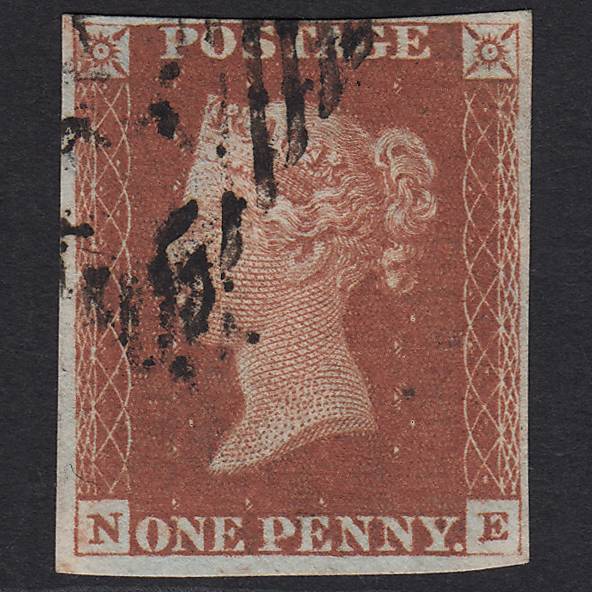 GB QV 1841 1d Red-brown (Plate 64) SG8-B1(1) NE FU 4M Imperf Ireland