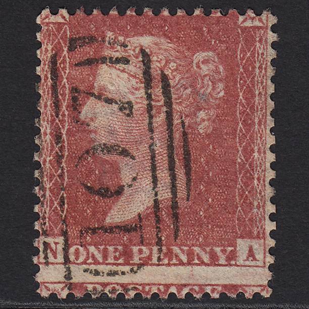 GB QV 1857 1d Rose-red (Plate 57) SG40-C10(1) NA FU Bradford 107 Large Misperf