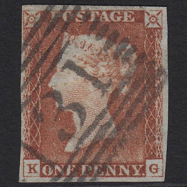 GB QV 1841 1d Pale Red-brown (Plate 60) SG9-B1(3) KG FU Edinburgh 131